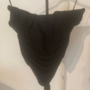 Strapless Black Mesh Cropped Shirt / Urban Outfitters